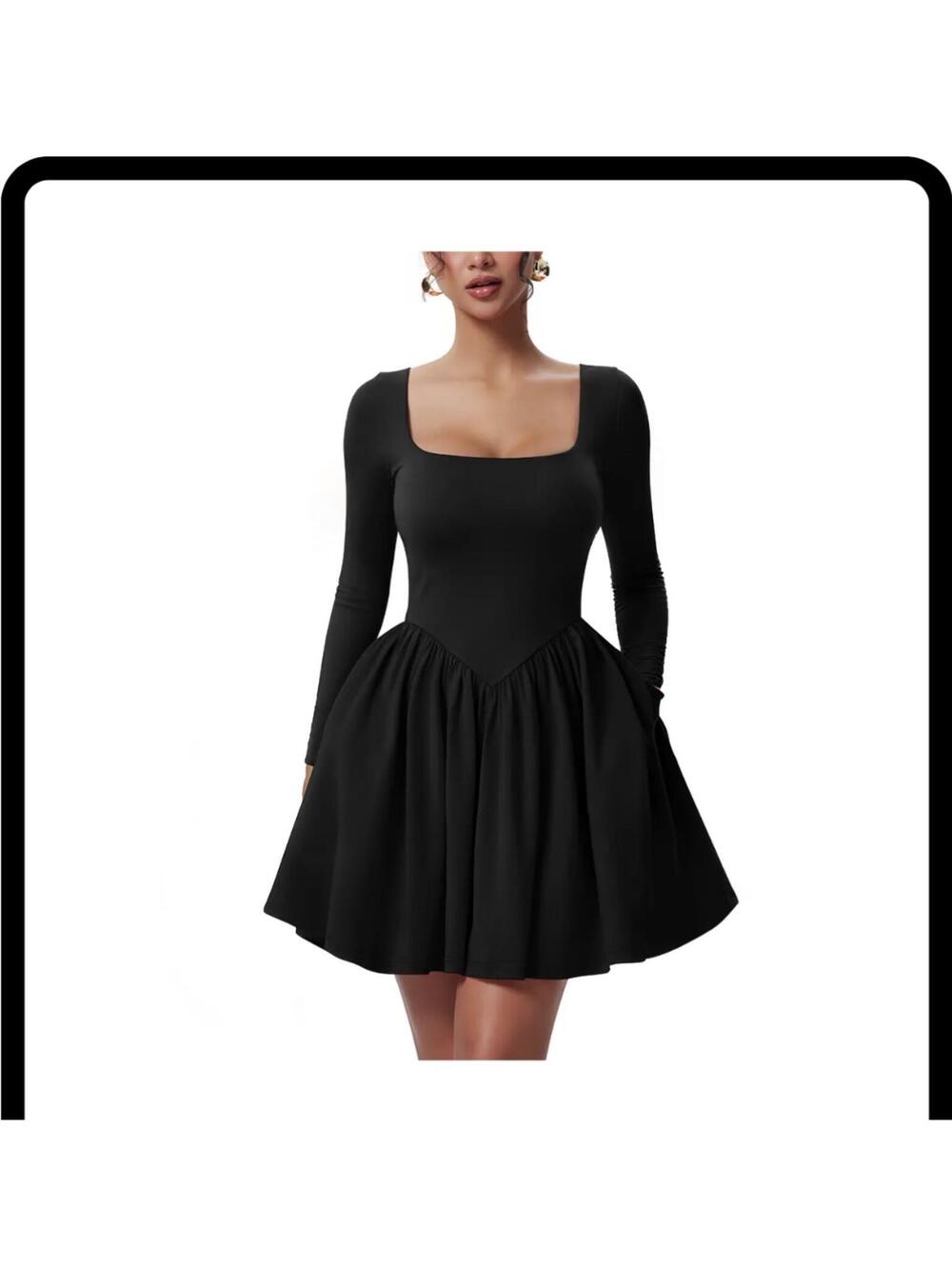 Viral OYS Long Sleeve Tie Back V Mini Dress With Pockets